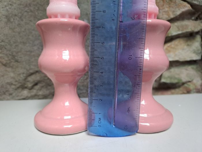 Pink colonial candle holders