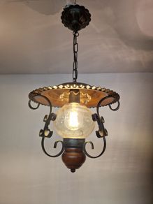 Vintage French Copper 1970s ceiling light