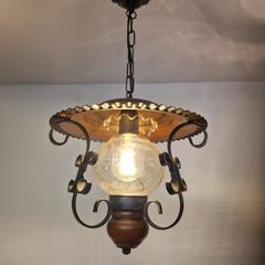 Vintage French Copper 1970s ceiling light