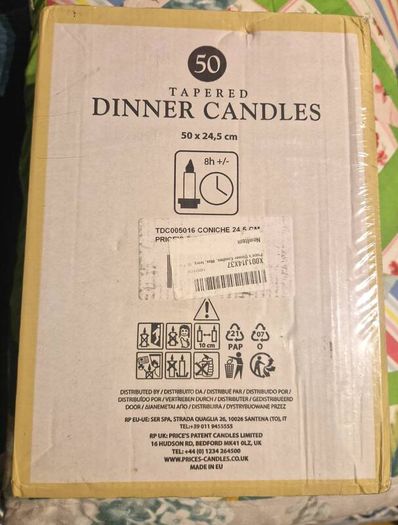 dinner candles in ivory.