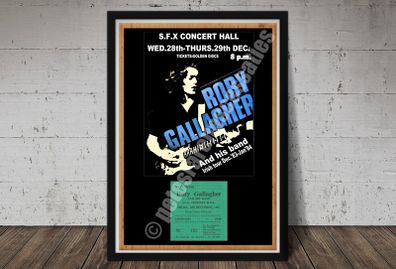 Rory Gallagher Vintage Concert Poster S.F.X Dublin 1983 + Ticket Reproduction Print