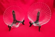 Vintage Arcoroc France Coquillage Clam Shell Clear 20cm Glass Dessert or Salad Plates