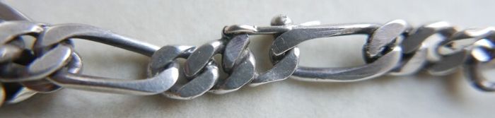 Vintage Sterling Silver 925 Figaro Necklace 20" Long Chain Link Flat Vintage Silver Sterling Gift Men 37,6g