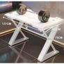 120 x 55 cm Gaming Desk with LED Lights, Gaming Table Thickened Z Shaped, Gamer Desk with Carbon Fiber Coated, Gaming PC Desk, Computer Desk Easy to Assemble, White Image 6