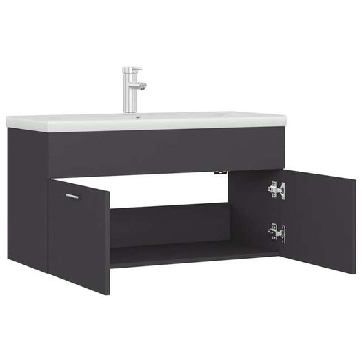 Sink Cabinet with Built-in Basin Grey Chipboard