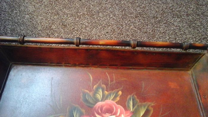 Set of 3 large vintage metal tole trays