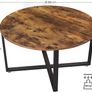 Round Coffee Table, Coffee Table, Industrial Style, Steel Frame, Easy Assembly, for Living Room, Bedroom, Rustic Brown and Black Image 3