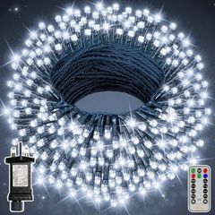 Christmas Tree Lights Outdoor, 20m 200 LED Fairy Lights Mains Powered, Cool White Waterproof String Light with Plug/Remote/Modes/Timer, Bright Lighting Outside Indoor Garden Xmas Decorations
