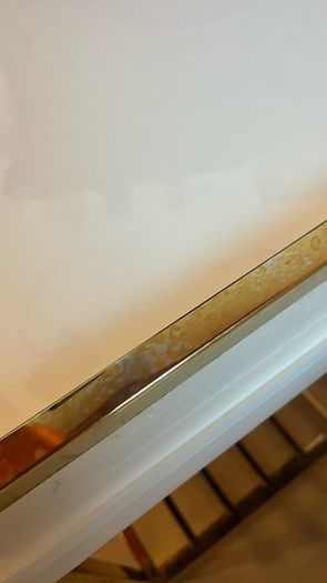 Gold Metal Side Table / Console Table Cracked Top
