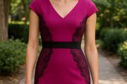 BRAND NEW Ladies Savida Cerise &amp; Black Dress: Size 8