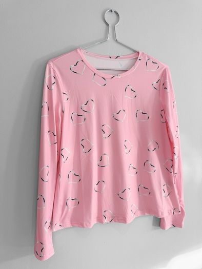 New Pink Heart Long Sleeve Top