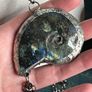 Soldered Flashy Labradorite Ammonite Fossil Amulet Talisman Belcher Chain Necklace Image 4