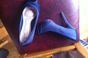 Royal blue satin high heels