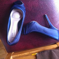 Royal blue satin high heels