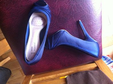 Royal blue satin high heels