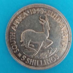 South Africa 1949 Uncirclulated FIVE SHILLING Silver Coin