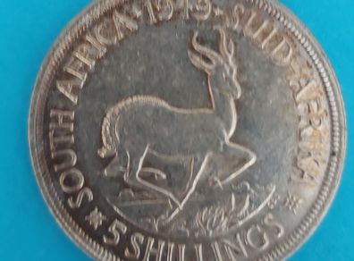 South Africa 1949 Uncirclulated FIVE SHILLING Silver Coin