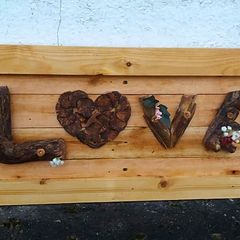 Rustic Driftwood "LOVE" Woodart Display