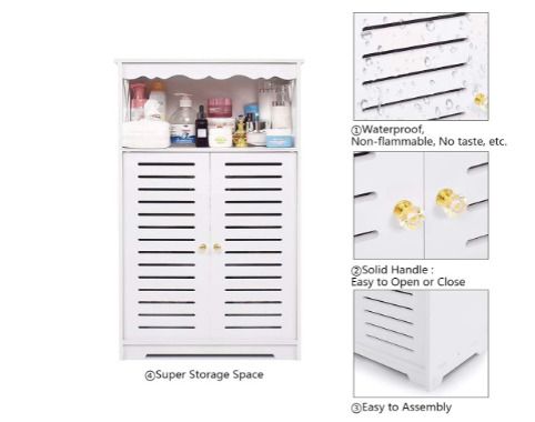 Bathroom Cabinet,Waterproof  Bathroom Floor Cabinet,Storage Cupboard Unit,White Bathroom Storage Organizer,Free Standing Cabinet,Compact Cabinet Store Bathroom Accessories