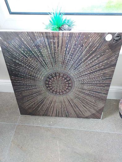 Gold, Copper and Dark Brown Picture with Raised Gold Beads