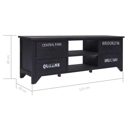 TV Cabinet Black 115x30x40 cm Wood