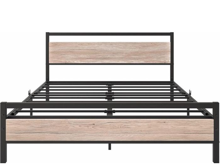 King Size Bed Frame with Wood Headboard