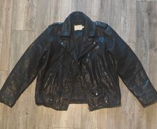 Topman Premium Men's Real Leather Biker Jacket Buffalo Leather Black