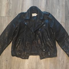Topman Premium Men's Real Leather Biker Jacket Buffalo Leather Black