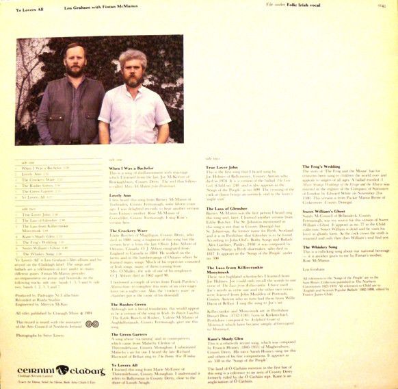 Len Graham With Fintan McManus - Ye Lovers All LP 1984