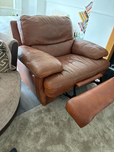 Leather electric recliner.
