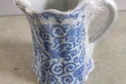 Beautiful Porcelain With Blue and White Glaze Small Circa 1900 Nippon Japan Pitcher With Birds