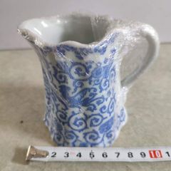 Beautiful Porcelain With Blue and White Glaze Small Circa 1900 Nippon Japan Pitcher With Birds