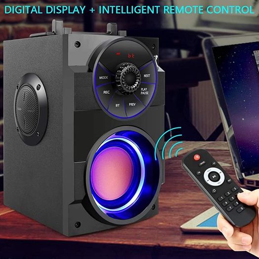 Portable Bluetooth Speakers with Subwoofer Rich Bass Wireless Outdoor/Indoor Party Speakers Powerful Speaker Support Remote Control FM Radio for Phone Computer PC Home TV (FREE POSTAGE)