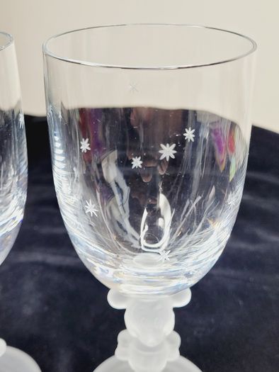 Vintage Disney Mickey & Minnie Mouse Frosted Figural Stem Glasses Made in Japan Set of 2