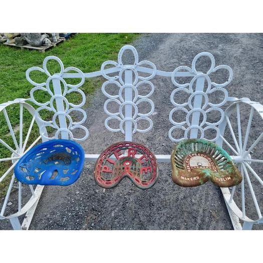 Cart Wheel Bench With Tractor Seats KAS1360