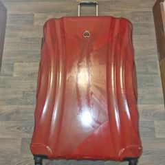 RED large Plastic Suitcase DESLEY