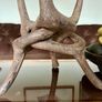 Unique Vintage Wooden African Tribal Art Decor Hand made bowl on Tripod folding Stand Image 9