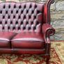 Vintage ox blood leather 3 seater Chesterfield sofa. Image 6