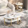 Coffee table/ Set of 2 Coffee Table/ Coffee Table with Storage Side Table, Marble Effect Coffee Table/ Modern metal Frame, Nesting Side Table. Image 3
