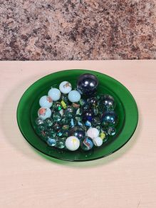 vintage marbles cats eyes large small blue white approx 60