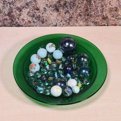 vintage marbles cats eyes large small blue white approx 60