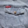 Men's  classic mid wash blue denim long sleeve shirt, XL Image 3