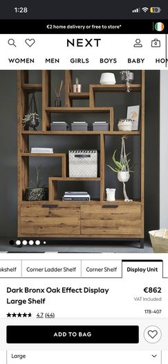 Oak Effect Display Shelf Unit