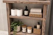 Rustic Wood Bathroom Storage Aged Oak/Lime Finish