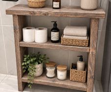 Rustic Wood Bathroom Storage Aged Oak/Lime Finish