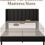 Double Bed Frame with Headboard, Vertical Channel Tufted Wingback No Box Spring Needed, Mattress Foundation, Easy Assembly, Black Image 7