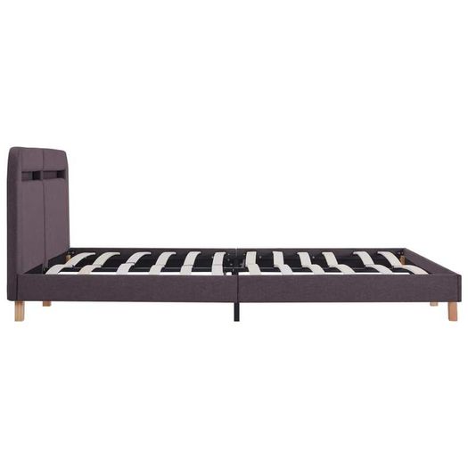 Bed Frame with LED Taupe Fabric 150x200 cm