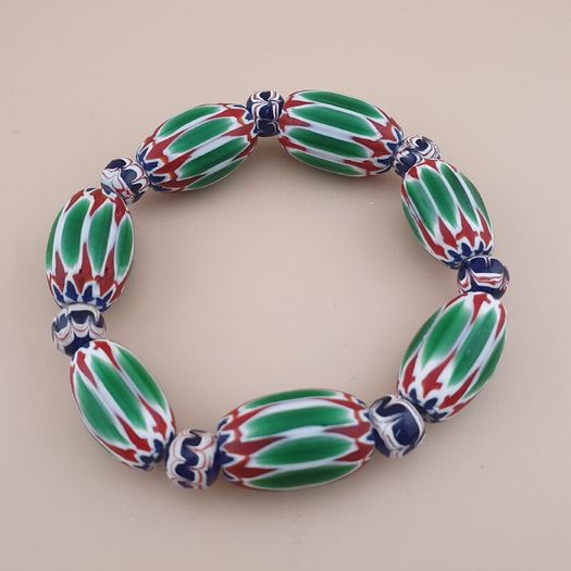 Vintage Venetian Style Chevron Beads Bracelet