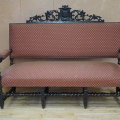 Neo-Renaissance Solid Oak Barley-Twist Settee (c. 1890-1910)
