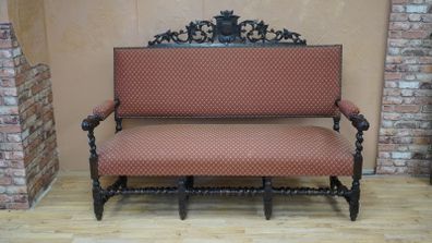 Neo-Renaissance Solid Oak Barley-Twist Settee (c. 1890-1910)